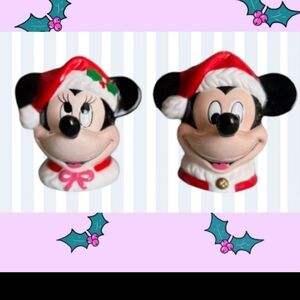 Vintage Mickey & Minnie Christmas salt& pe